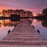 boardwalk-lake-red-sunrise-wallpaper-3840x2160