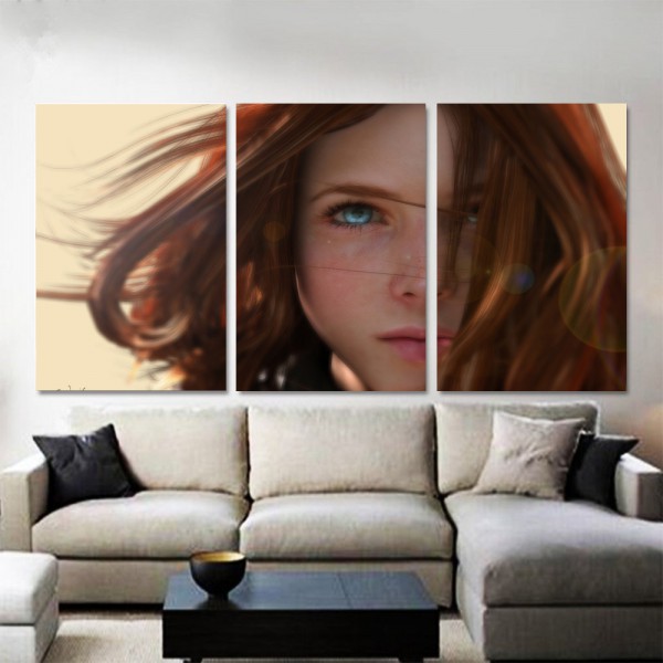 blue eyes redhead women artwork 8x 
