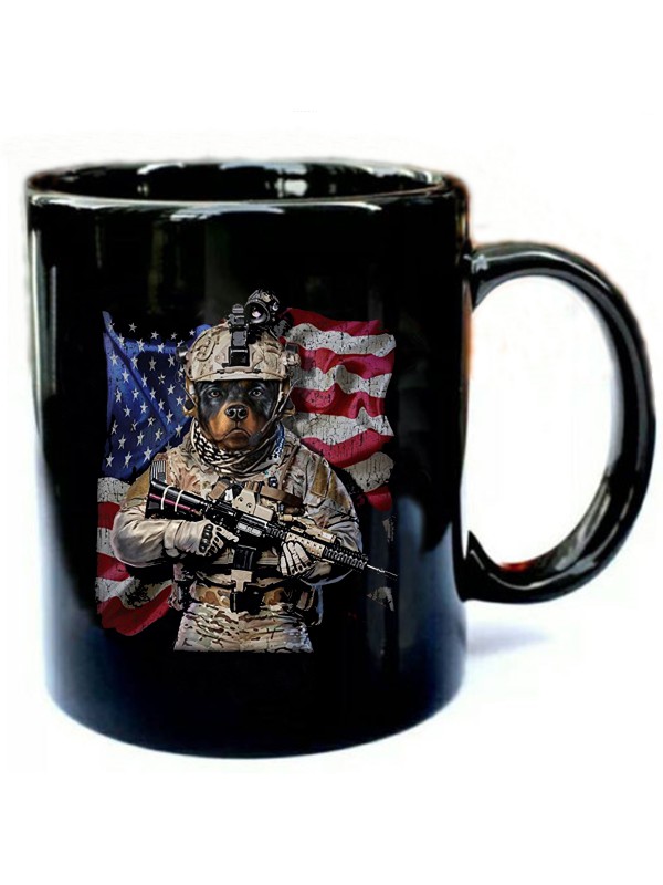 USA America Patriot Rottweiler Dog as Army