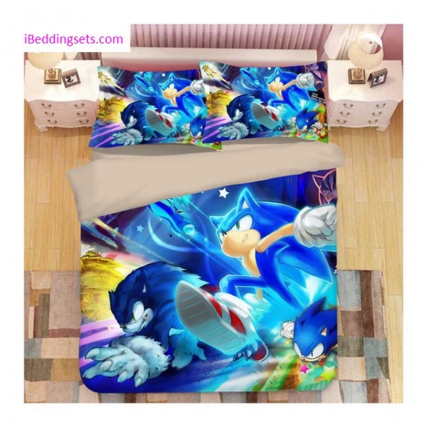 GOANG kids bedding sets bed sheet duvet cover and pillowcase Home textiles 3d digital printing Sonic
